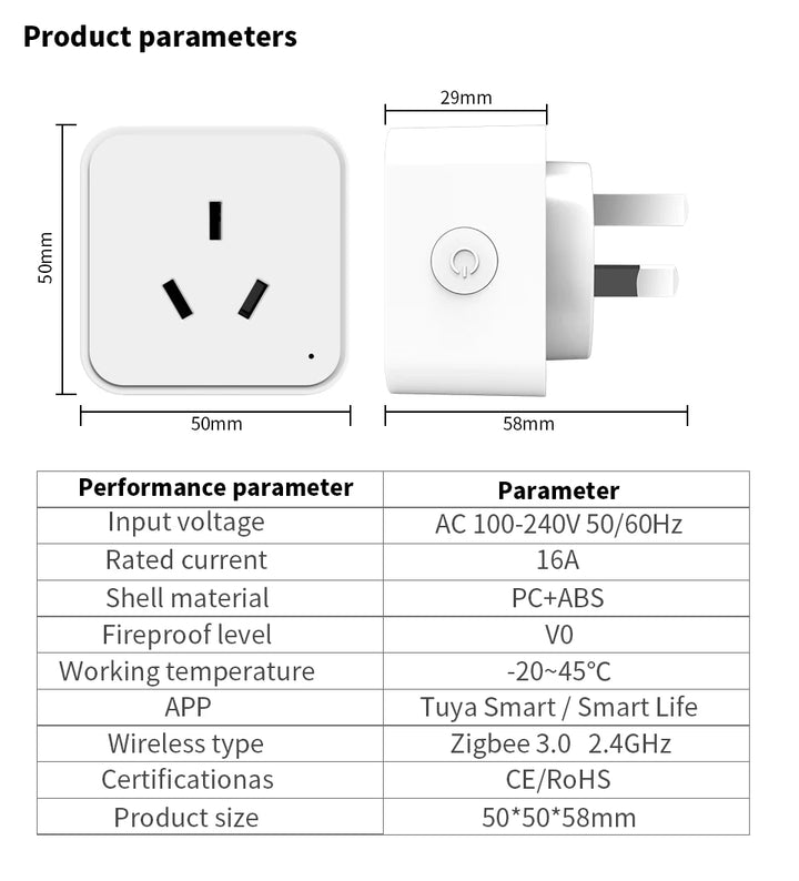 Zigbee Smart Socket AU Plug Adapter