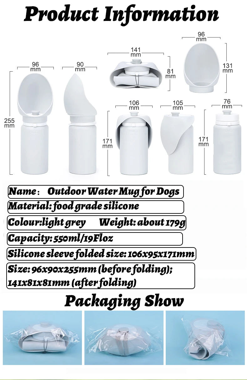 550ml Folding Pet Outdoor Walking Mug