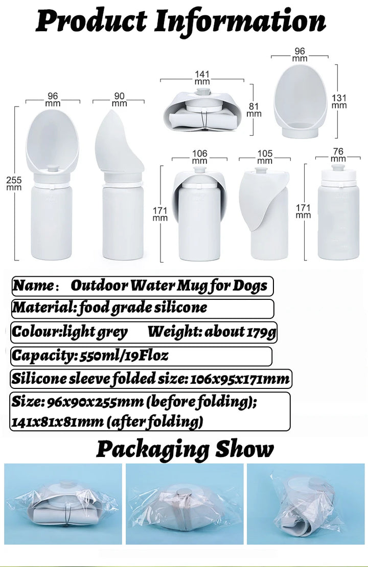 550ml Folding Pet Outdoor Walking Mug