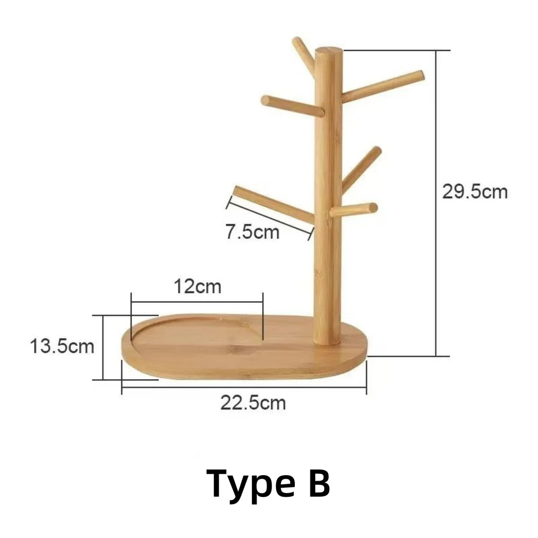 Bamboo Mug Holder 6 Hooks