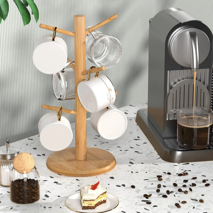 Bamboo Mug Holder 6 Hooks