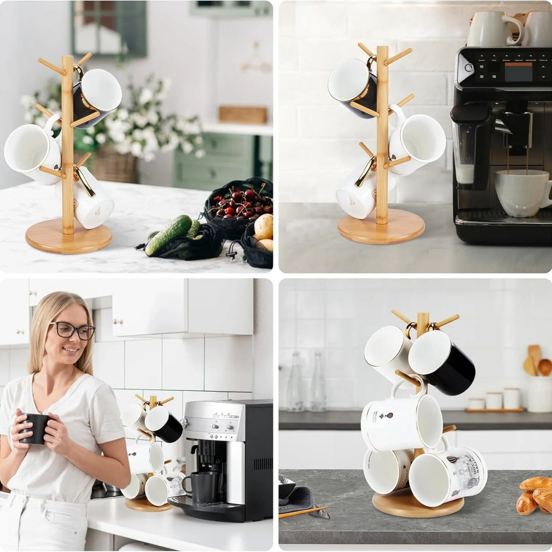 Bamboo Mug Holder 6 Hooks