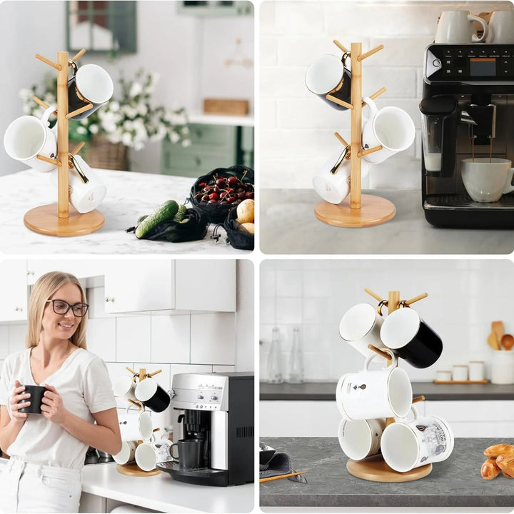 Bamboo Mug Holder 6 Hooks