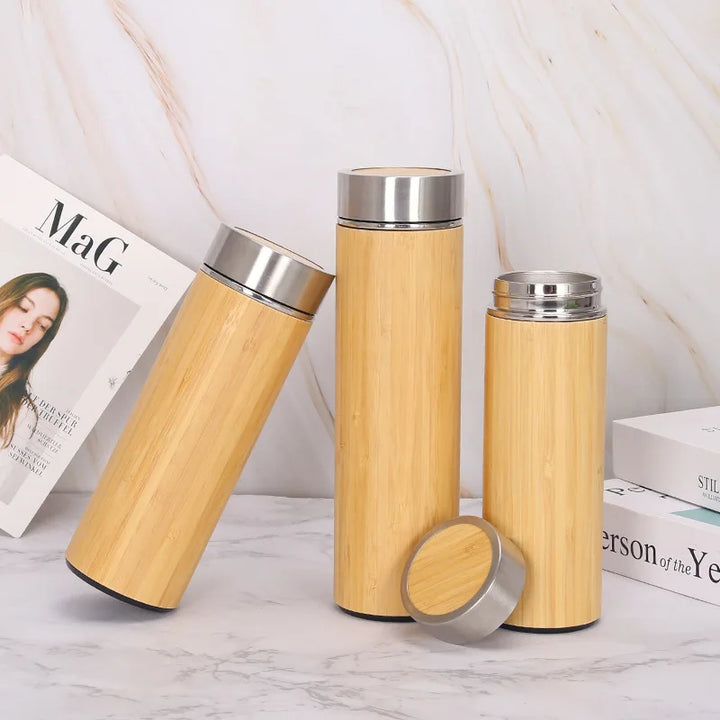 Double Wall Bamboo Insulated Thermos