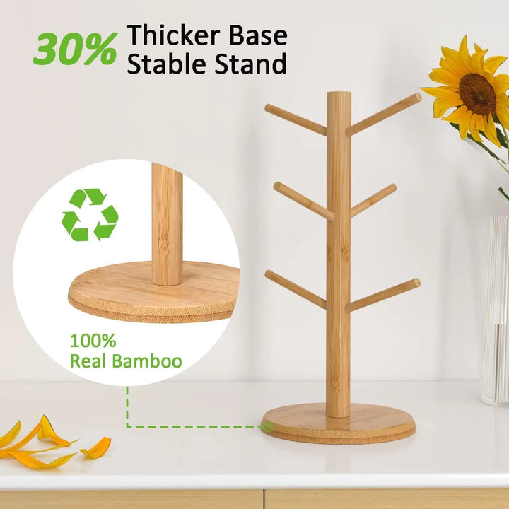 Bamboo Mug Holder 6 Hooks