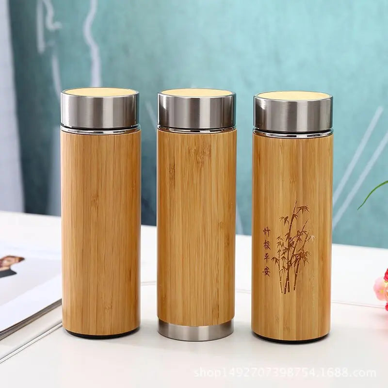 Double Wall Bamboo Insulated Thermos