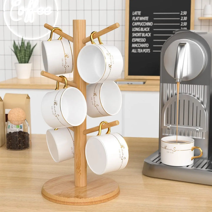 Bamboo Mug Holder 6 Hooks