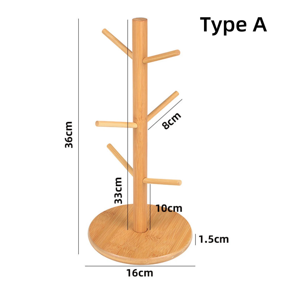 Bamboo Mug Holder 6 Hooks
