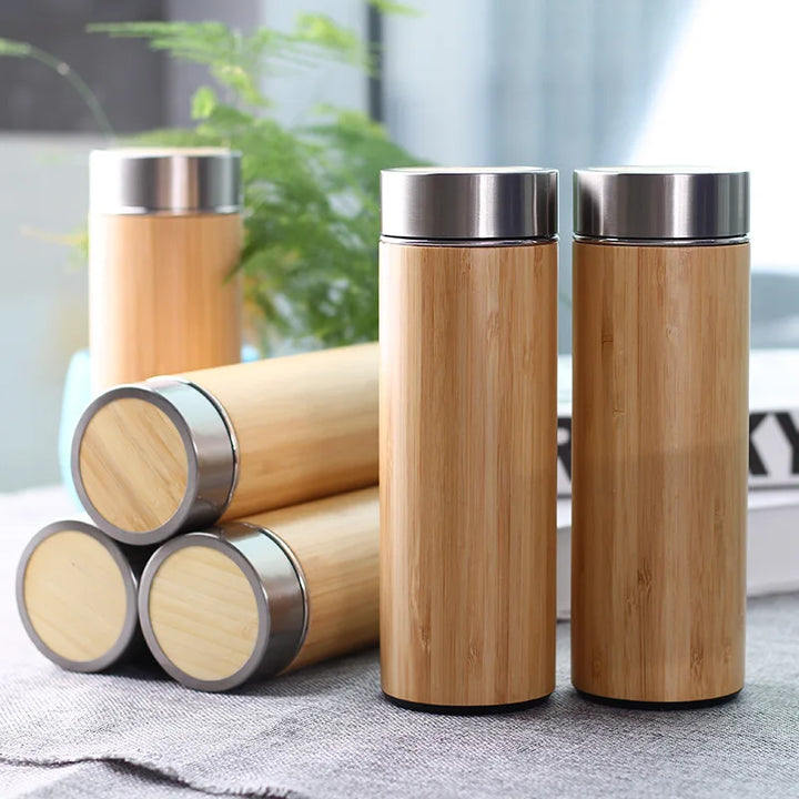 Double Wall Bamboo Insulated Thermos