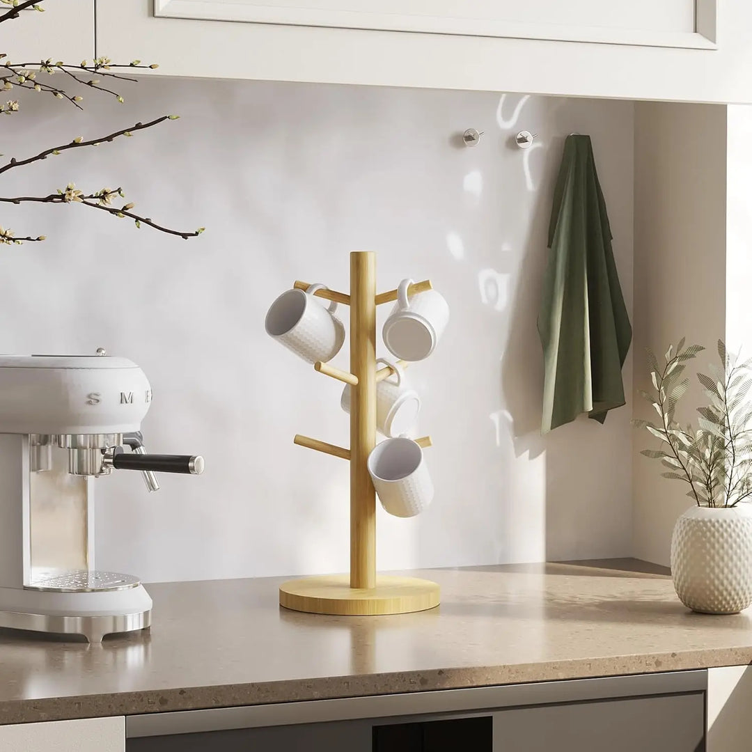 Bamboo Mug Holder 6 Hooks