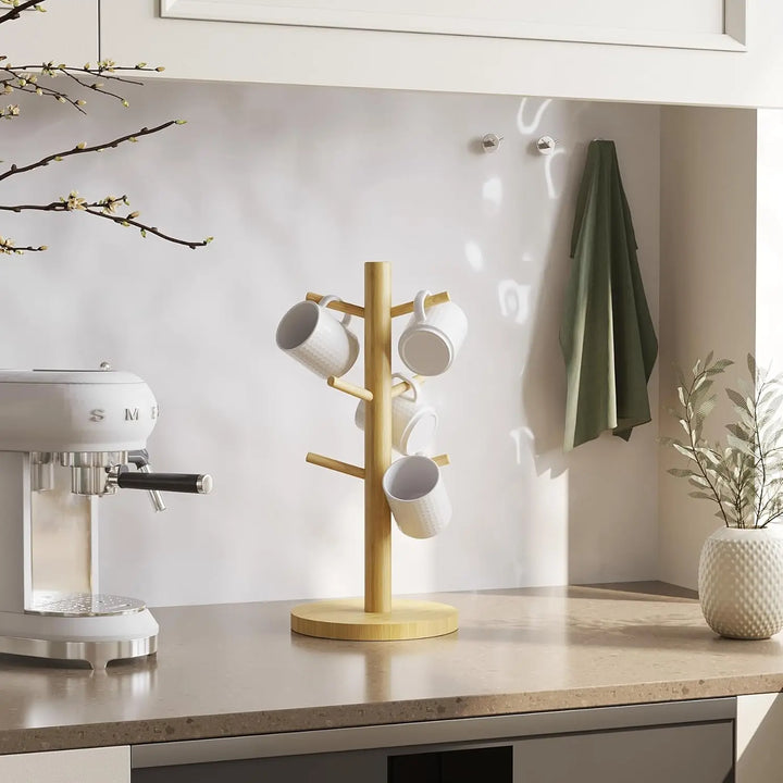 Bamboo Mug Holder 6 Hooks